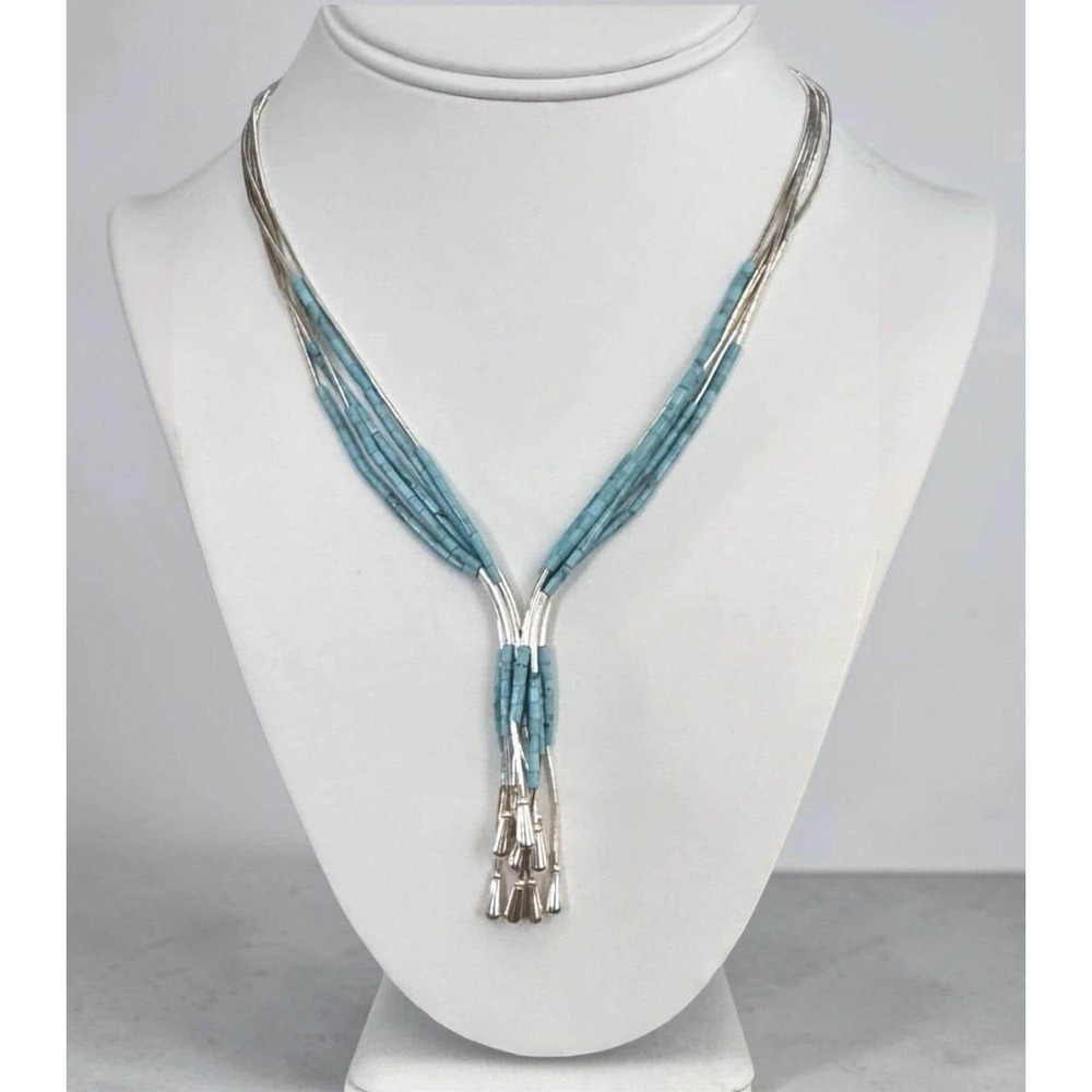 Carolyn Pollack Relios Sterling Liquid Silver 5 Strand Turquoise Necklace